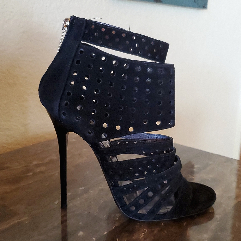 Jimmy Choo suede Malika cage heels